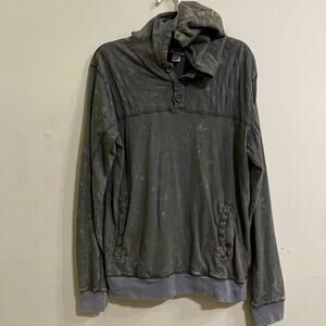 Mossimo Boys Hooded Long Sleeve Marble Washed Olive Shirt XL 16 Worn In Feel